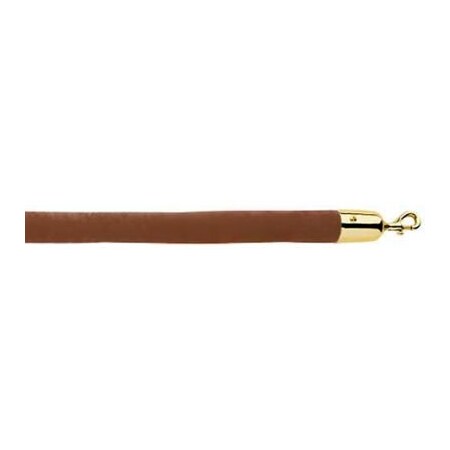 Lavi Industries 4'L Tobacco Velour Rope With Polished Brass Hooks 00-930161/4TB
